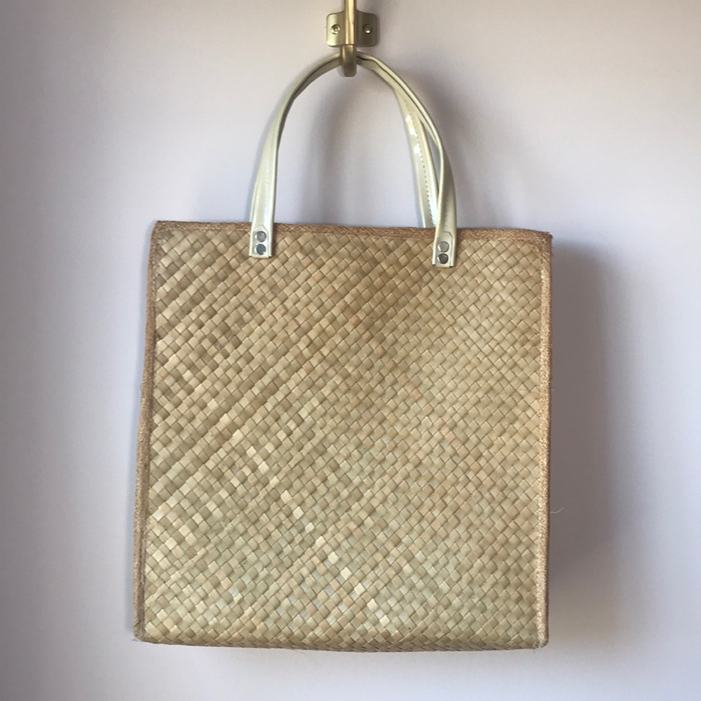 Vintage Hawaiian Lauhala Woven Tote | Straw Floral Souvenir Bag Hawaii - Picture 7 of 13